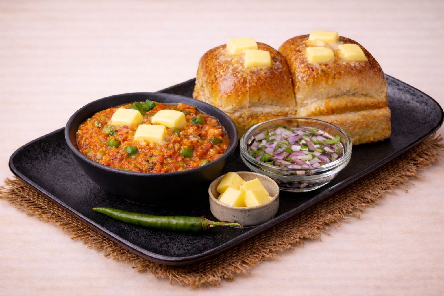 Butter Loaded Pav Bhaji